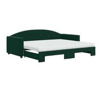 mtlskopl Letto giornaliero in velluto, 90 x 200 cm, allungabile, verde scuro, pieghevole, con 2 materassi, salvaspazio, per soggiorno, camera da letto, ospiti