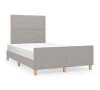 mtlskopl Letto imbottito, 120 x 200 cm, grigio chiaro, testiera regolabile in altezza, larice, schiuma traspirante