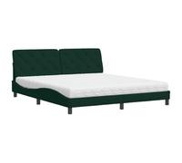 mtlskopl Letto imbottito 180 x 200 cm con materasso H2 H3 velluto verde scuro - Elegante set completo letto matrimoniale con design a onde e testiera per camera da letto, serie Piran