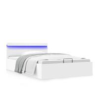 mtlskopl Letto imbottito a LED, 120 x 200 cm, con cassapanca idraulica, in ecopelle, design moderno, robusto, letto ergonomico per camera dei ragazzi e camera degli ospiti