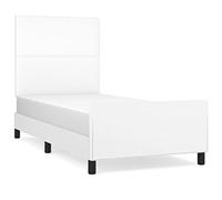 mtlskopl Letto imbottito con testiera, bianco, 90 x 190 cm, in ecopelle, altezza regolabile, design moderno, per camera da letto, camera degli ospiti, camera dei ragazzi