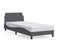 mtlskopl Letto imbottito Dover, 90 x 200 cm, in velluto grigio scuro, moderno letto singolo con testiera e rete a doghe, design a onde per camera da letto e camera degli ospiti