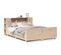 mtlskopl Letto in legno massello, 135 x 190 cm, non trattato con rete a doghe, testiera in stile rustico, salvaspazio, per camera da letto, camera dei ragazzi, camera degli ospiti