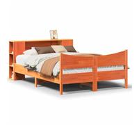 mtlskopl Letto in legno massello, 150 x 200 cm, marrone cerato, con 7 scomparti, design moderno, robusto e durevole, come letto matrimoniale salvaspazio, per camera da letto, camera degli ospiti