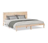 mtlskopl Letto in legno massello, 200 x 210 cm, non trattato, extra lungo, con rete a doghe e testiera, effetto rustico, grande sotto il letto, spazio per camera da letto