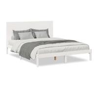 mtlskopl Letto in legno massello, extra lungo, bianco, 140 x 220 cm, con rete a doghe e testiera, spazio sotto la superficie, robusto telaio per letto per adulti, camera dei ragazzi e camera degli