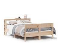 mtlskopl Letto in legno massiccio, 120 x 190 cm, non trattato con rete a doghe e ripiani, testiera come pratico scaffale per camera da letto, camera degli ospiti, camera dei ragazzi