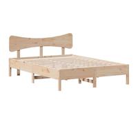 mtlskopl Letto in legno massiccio 135 x 190 cm, non trattato con testiera e doghe in compensato, robusto telaio per camera dei ragazzi, camera da letto, camera degli ospiti