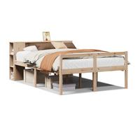 mtlskopl Letto in legno massiccio, 140 x 200 cm, non trattato con ripiano integrato, testiera robusta, per camera dei ragazzi, camera da letto, camera degli ospiti