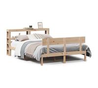 mtlskopl Letto in legno massiccio, 160 x 200 cm, non trattato con scaffale, testiera autoportante, design moderno, robusto ed elegante, per camera da letto, camera degli ospiti