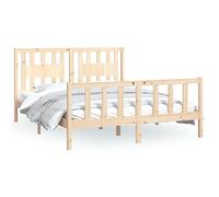 mtlskopl Letto in legno massiccio 160 x 200 cm, non trattato con testiera alta, robusto telaio per camera da letto, camera dei ragazzi e camera degli ospiti, letto matrimoniale in stile rustico