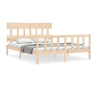 mtlskopl Letto in legno massiccio 160 x 200 cm, non trattato con testiera e rete in compensato, per camera da letto, camera degli ospiti, camera dei ragazzi