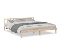 mtlskopl Letto in legno massiccio, 200 x 210 cm, extra lungo, in legno di pino massiccio, con testiera e rete a doghe, struttura stabile per camera da letto, non trattato, naturale