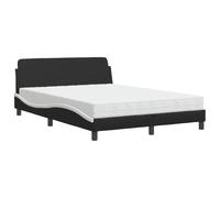 mtlskopl Letto matrimoniale Dover in ecopelle, 140 x 200 cm, bianco e nero, con materasso in schiuma da 17 cm, H2/H3, design moderno a onde per camera da letto, camera dei ragazzi e camera degli