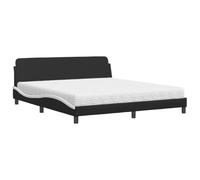 mtlskopl Letto matrimoniale Dover in ecopelle, 180 x 200 cm, colore nero e bianco, con materasso in schiuma da 17 cm, forma ondulata, design moderno, robusto e durevole, per camera da letto, camera