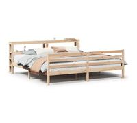 mtlskopl Letto matrimoniale in legno di pino 200 x 200 cm con testiera per scaffale, design moderno, robusto letto in legno, rete a doghe senza materasso, per camera da letto, sala ospiti
