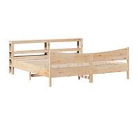 mtlskopl Letto matrimoniale in legno massello 200 x 200 cm, in pino non trattato con rete a doghe e testiera, moderna struttura autoportante per camera da letto e camera degli ospiti