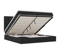mtlskopl Letto matrimoniale nero 200 x 200 cm ottomano con materassi e cuscinetti, meccanismo di sollevamento, molle insacchettate, design moderno per camera da letto e camera degli ospiti