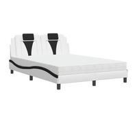 mtlskopl Letto matrimoniale Viana 140 x 200 cm, in ecopelle, colore bianco, nero, design moderno, con materasso in schiuma H2/H3 e testiera, effetto pelle Easy-Clean per camera da letto e camera degli