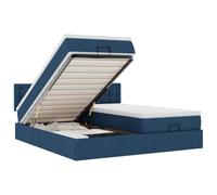 mtlskopl Letto ottomano blu 160 x 200 cm con materasso a molle insacchettate e spazio di archiviazione idraulico, design moderno con testiera e coprimaterasso per dormire e camera degli ospiti