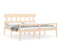mtlskopl Letto per anziani in legno massello, 200 x 200 cm, non trattato con testiera, altezza seduta 45 cm, molto spazio sotto il letto, resistente al telaio per camera da letto, appartamento