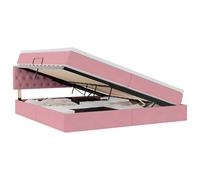 mtlskopl Letto portaoggetti in velluto rosa, 200 x 200 cm, con ascensore idraulico e materasso, design moderno, per camera da letto, camera dei ragazzi e camera degli ospiti