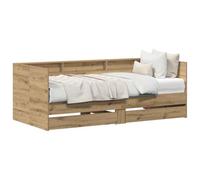 mtlskopl Letto singolo 90x200 cm rovere artisano legno con cassetto e rete a doghe Design moderno per camera da letto camera ospiti e piccoli appartamenti