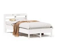 mtlskopl Letto singolo in legno di pino bianco, 100 x 200 cm, con rete a doghe e ripiano nella testiera, design moderno e struttura massiccia, per camera da letto, camera dei ragazzi, camera degli