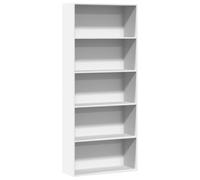 mtlskopl Libreria a 5 livelli, in legno, 80 x 30 x 189 cm, colore bianco, con ampio spazio di archiviazione e supporto da parete, Slim Bookcase per Living Room Bedroom Office