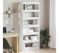 mtlskopl Libreria bianca 80 x 30 x 198 cm con 6 ripiani, robusto materiale in legno, moderna mensola come divisorio o piccola libreria per Living Room Bedroom Home Office