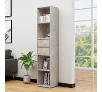 mtlskopl Libreria grigio cemento, 36 x 30 x 171 cm, in legno con 4 ripiani, 2 cassetti, design moderno, salvaspazio per Living Room Home Office Corridor and Bedroom