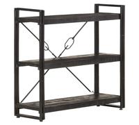 mtlskopl Libreria in legno massiccio Mango, 90 x 30 x 80 cm, scaffale rustico nero con 3 scomparti e robusto telaio in metallo, stile industriale, per soggiorno e ufficio