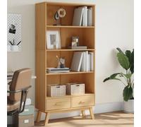 mtlskopl Libreria in pino 87,5 × 35 × 180 cm, 4 scomparti, 2 cassetti, marrone