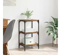 mtlskopl Libreria industriale a 3 livelli, 40 x 33 x 70,5 cm, materiale in legno e telaio in ferro, colore nero, effetto legno anticato