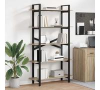 mtlskopl Libreria industriale Sonoma Rovere 100 x 33,5 x 178 cm, robusto legno con 5 scomparti, scaffale autoportante per Living Room Bedroom Home Office