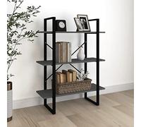 mtlskopl Libreria rustica a 3 livelli, 80 x 30 x 105 cm, Solid Pine & Metal Frame Ladder Shelf Freestanding Display Stand Modern Industrial Look for Living Room Bedroom Corner