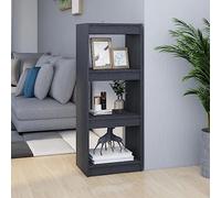 mtlskopl Libreria sottile in pino massiccio, 40 x 30 x 103,5 cm, grigio, 3 scomparti, divisorio da parete con design salvaspazio per Living Room Bedroom Office