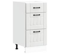 mtlskopl Lucca - Mobile da cucina in legno bianco, 40 x 46 x 81,5 cm, con 2 cassetti, piedini regolabili in altezza, montaggio a parete, design moderno, per cucina, sala da pranzo, corridoio