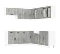 mtlskopl Lucca - Set di mobili da cucina, 11 pezzi, in legno 80 x 46 x 81,5 cm, design moderno con mobile angolare, pensile e pannello per lavastoviglie per cucina e sala da pranzo