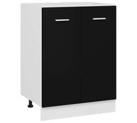 mtlskopl Lyon - Armadio da cucina nero, 60 x 46 x 81,5 cm, in legno con 2 ripiani, per cucina, sala da pranzo, corridoio, utilizzabile tutto l'anno