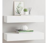mtlskopl Mensola da parete con cassetti, set da 2 pezzi, colore bianco, 60 x 23,5 x 10 cm, in MDF moderno, per chiavi, gioielli, bagno, corridoio, soggiorno
