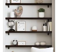 mtlskopl Mensola da parete in legno massello 80 x 10 x 4 cm - Scaffale in rovere marrone scuro per soggiorno, corridoio, bagno, cucina, mensola da parete realizzata a mano, portata 20 kg