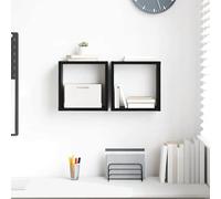 mtlskopl Mensola da parete nera effetto quercia, 26 x 15 x 26 cm, in legno a 2 ripiani, moderna, con costruzione durevole, per soggiorno, cucina, bagno