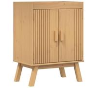 mtlskopl Mobile base Olden 60 x 40 x 80 cm, legno massello di pino marrone, design moderno con 2 ripiani, robusto comò da bagno per piccoli bagni, camera da letto e corridoio