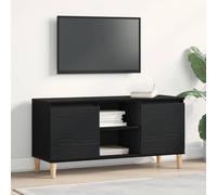 mtlskopl Mobile basso per TV, colore nero, effetto rovere, 102 x 35 x 50 cm, in legno, design moderno, con 2 ante e scaffali, robusto e salvaspazio, per soggiorno, corridoio, camera da letto