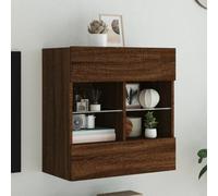 mtlskopl Mobile da parete per TV a LED, marrone, rovere, 58,5 x 30 x 60,5 cm, in legno con illuminazione RGB, moderna credenza per Living Room Bedroom