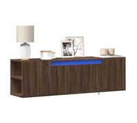 mtlskopl Mobile da parete per TV, con LED RGB, 135 x 31 x 39,5 cm, colore marrone, rovere e legno, 2 cassetti, fai da te, design moderno, per soggiorno, camera da letto, corridoio