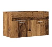 mtlskopl Mobile lavabo 80 x 38,5 x 46 cm, in legno con ferro da parete, design moderno, salvaspazio, per piccoli bagni e ospiti