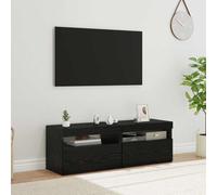 mtlskopl Mobile per TV, in rovere nero, 60 x 35 x 40 cm, con striscia LED, design moderno, robusto in legno, molto spazio per soggiorno, camera da letto, ufficio