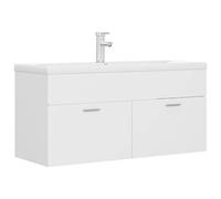 mtlskopl Mobile sottolavabo con lavabo da incasso in legno e ceramica, design moderno, robusto, 100 x 38,5 x 46 cm, bianco per bagni piccoli e grandi